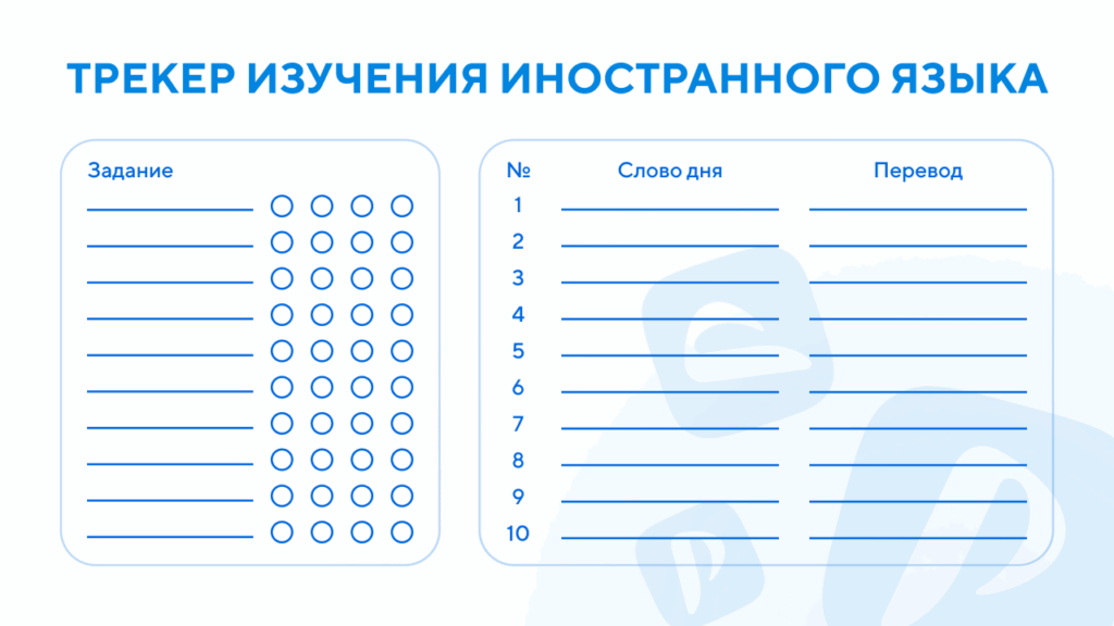 Шаблон трекера изучения языка