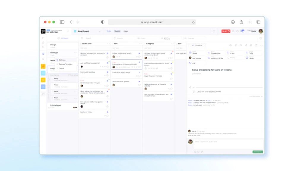 Weeek – сервис для управления проектами, совмещённый с CRM.