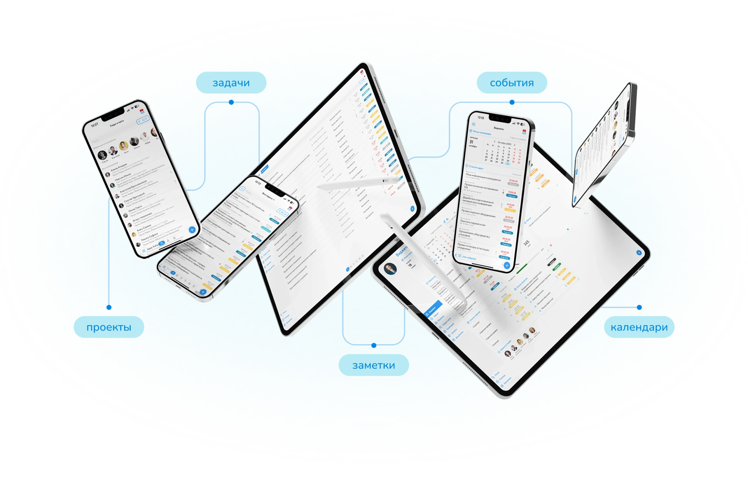 Проекты, задачи, заметки, события, календари