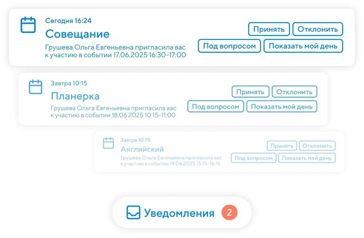 Уведомления по событиям в задачах
